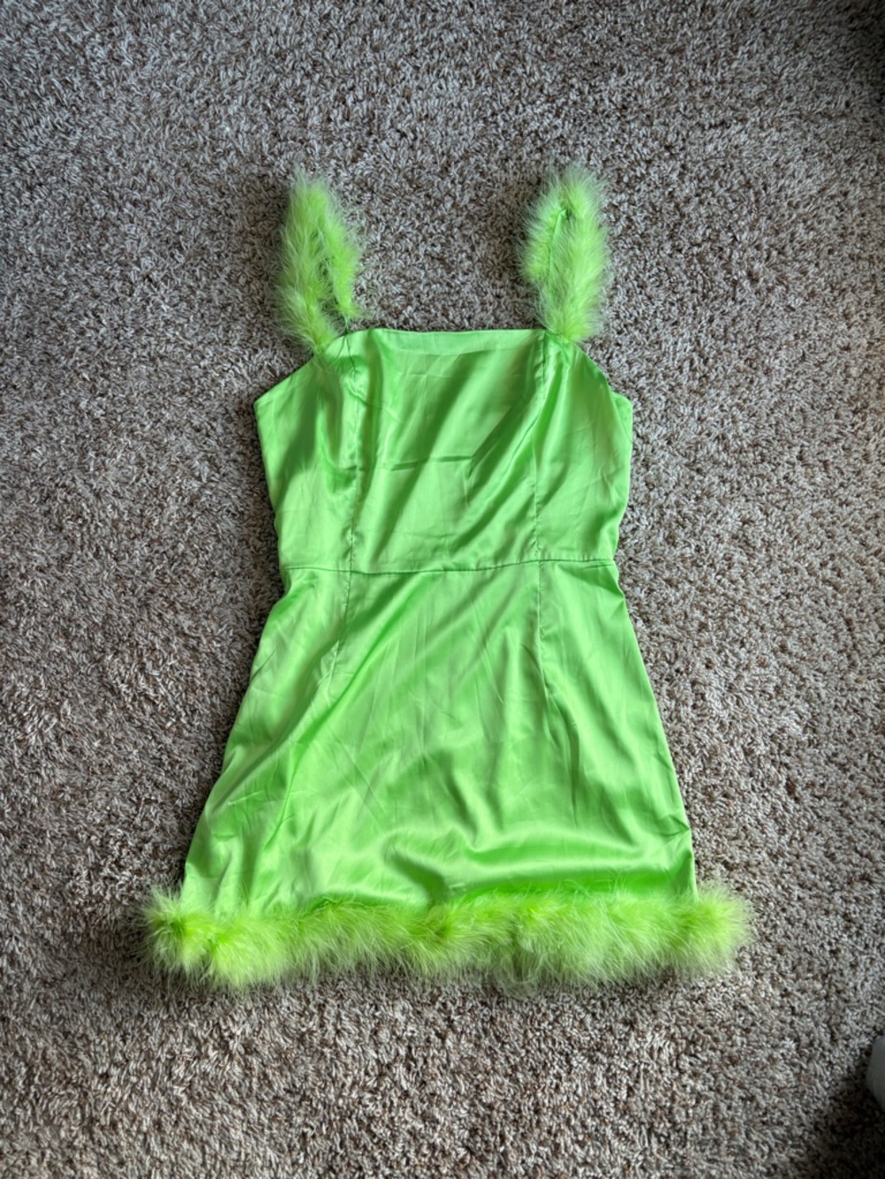 Nasty Gal Neon Lime Mini Dress with Feathers